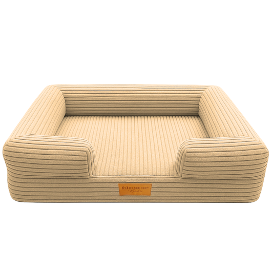 Orthopedische Hondenmand 80x55cm Ribstof Lichtbruin