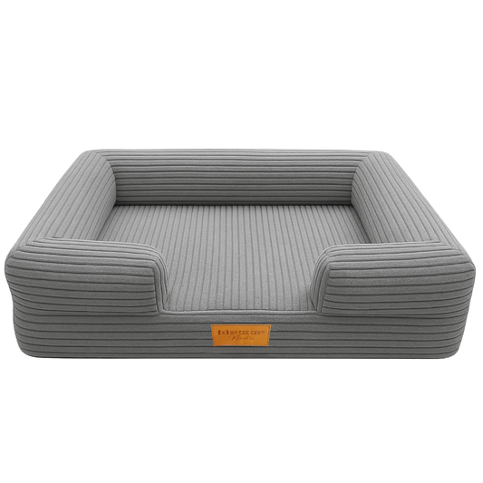 Orthopedische Hondenmand 80x55cm Ribstof Grijs