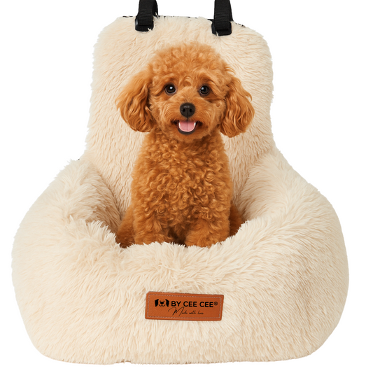 Autostoel Fluffy - De Ideale Hondenstoel Voor Onderweg - Beige S