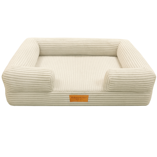 Orthopedische Hondenmand 80x55cm Ribstof Beige