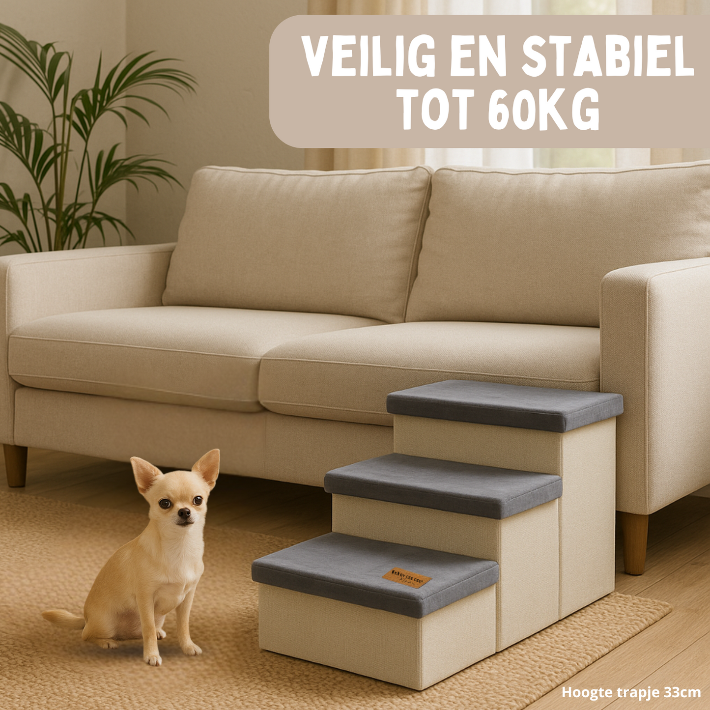 Hundetreppe Stabiles Modell 2023 mit Stauraum - Treppenhund - bis 60 KG