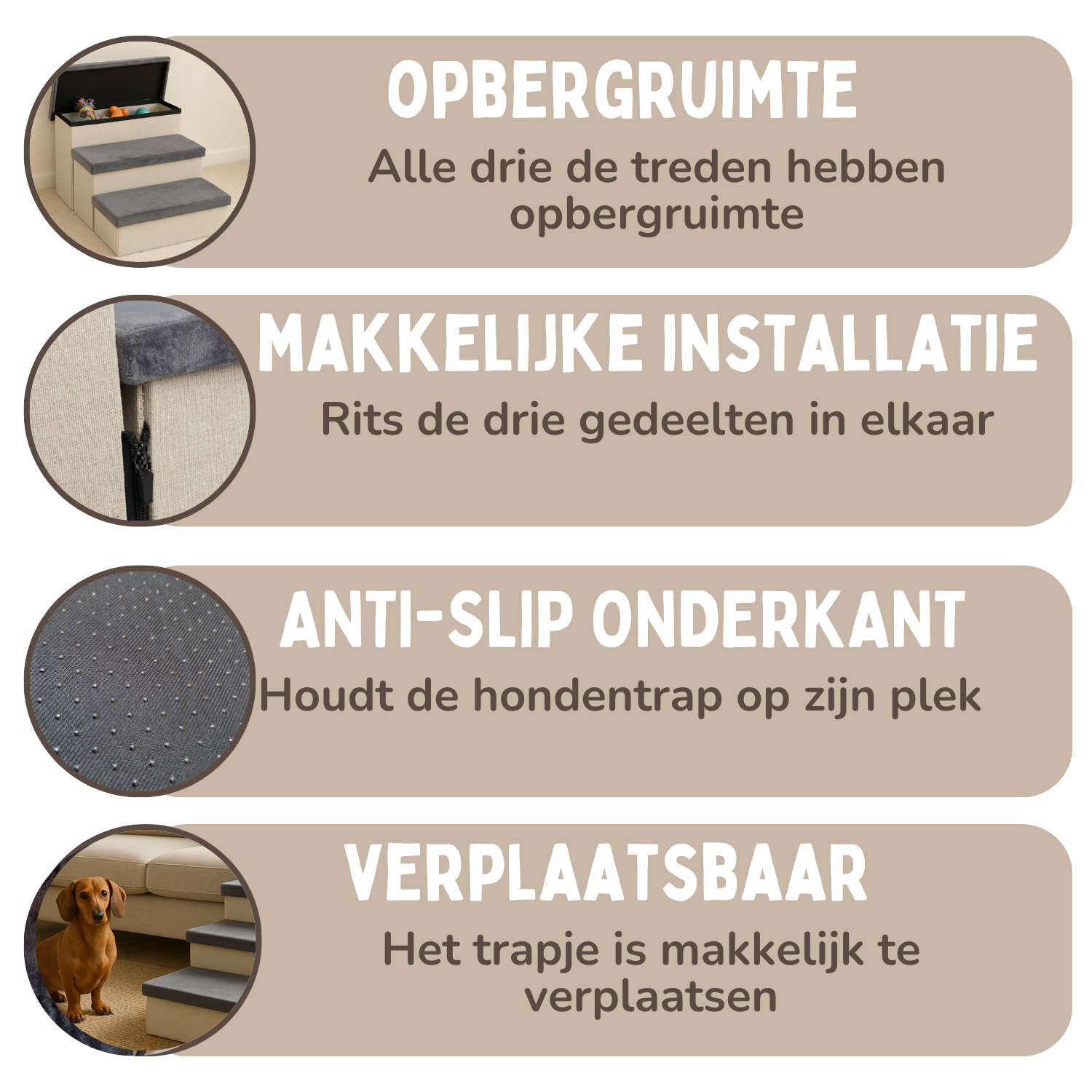 Ventura Hondentrap, hondentrap, kattentrap, beige, 47 x 39 x 38 cm, ideaal voor zieke en oude honden Ventura Hondentrap, hondentrap, kattentrap, beige, 47 x 39 x 38 cm, ideaal voor zieke en oude honden