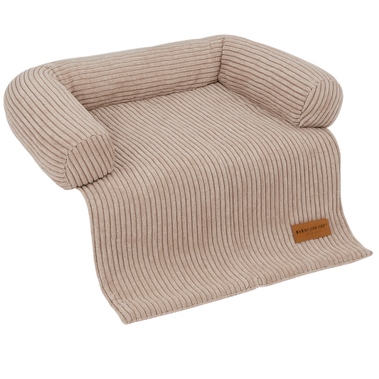 By Cee Cee Hondendeken Bank - Ribstof - Mokka Taupe - MAAT S