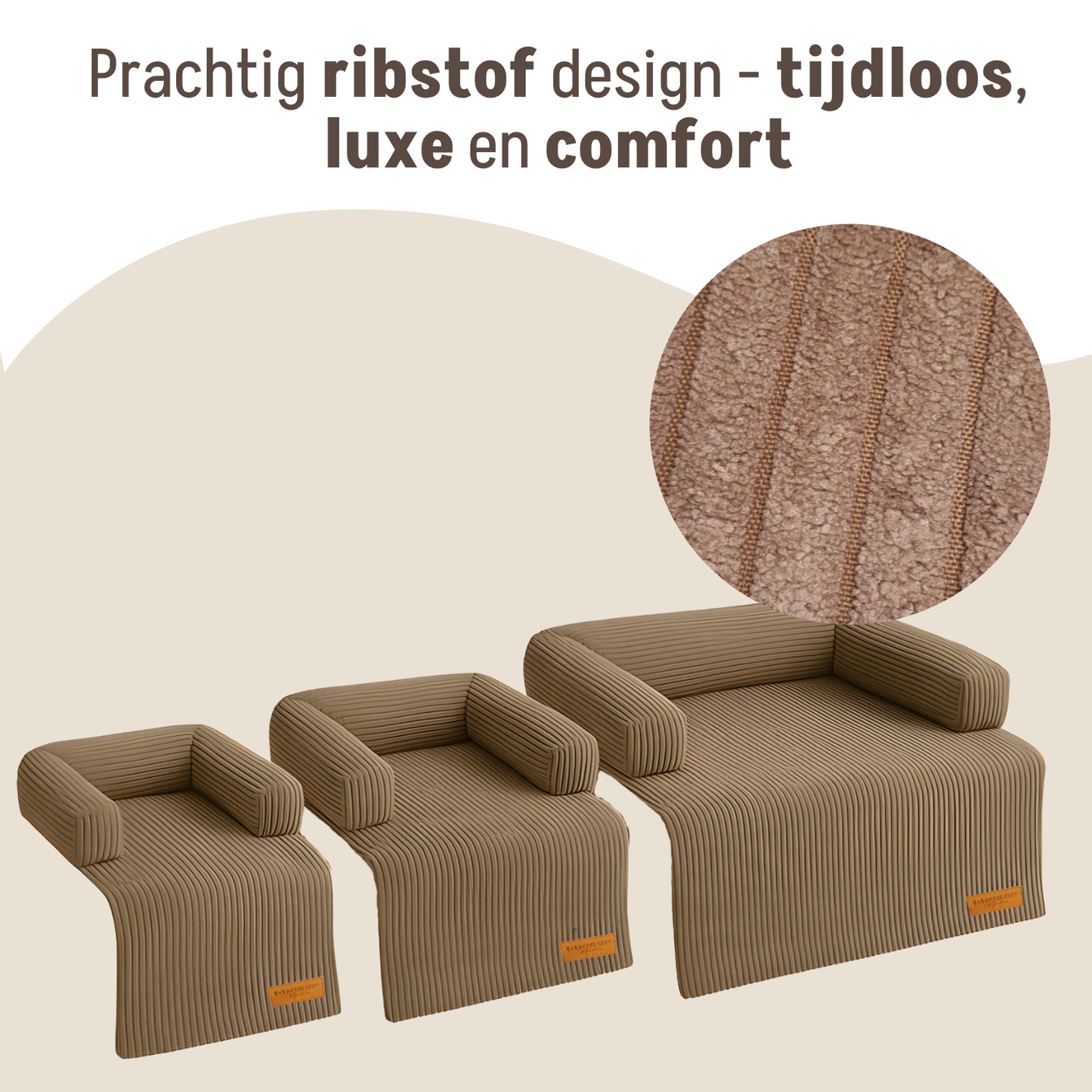 By Cee Cee Hundedecke, Sofa, gerippter Stoff, Braun, Größe L 