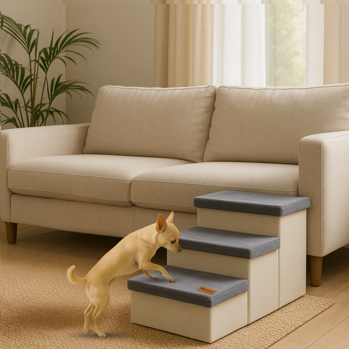 Hundetreppe Stabiles Modell 2023 mit Stauraum - Treppenhund - bis 60 KG