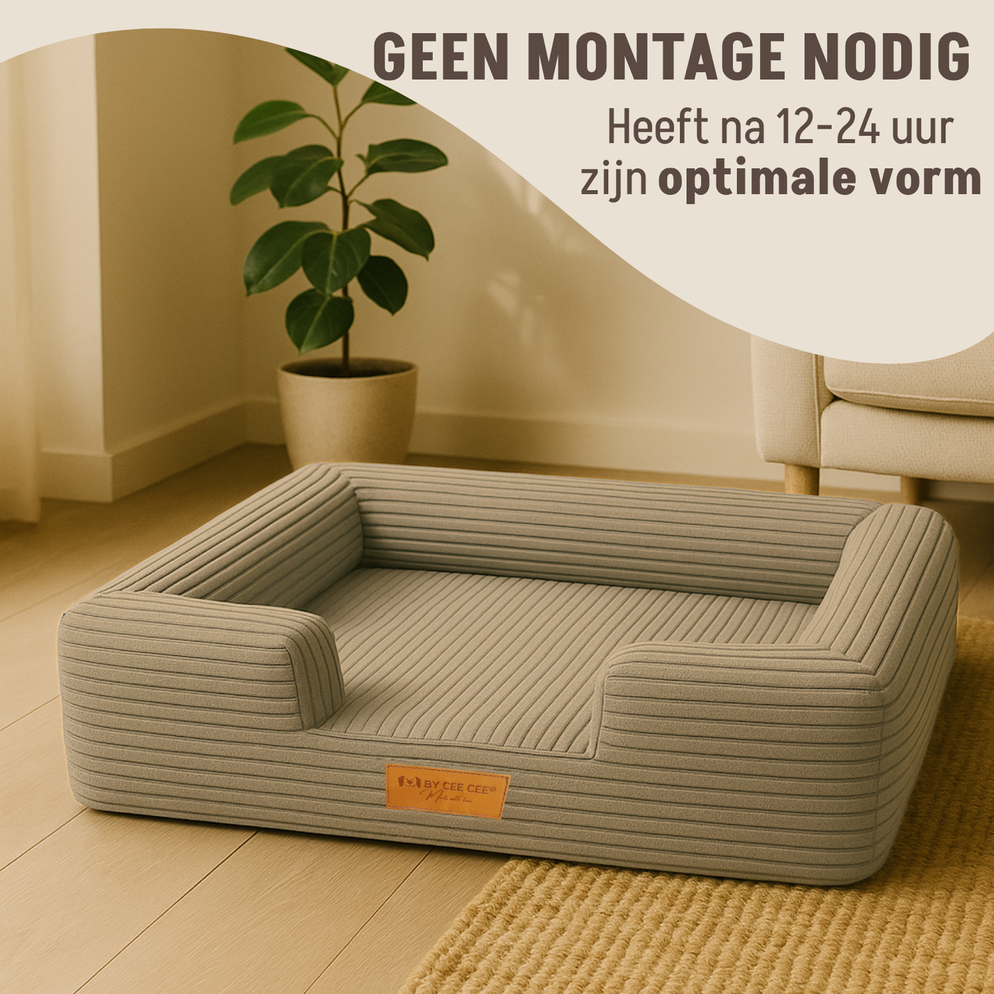 Orthopedische Hondenmand 80x55cm Ribstof Mokka Taupe