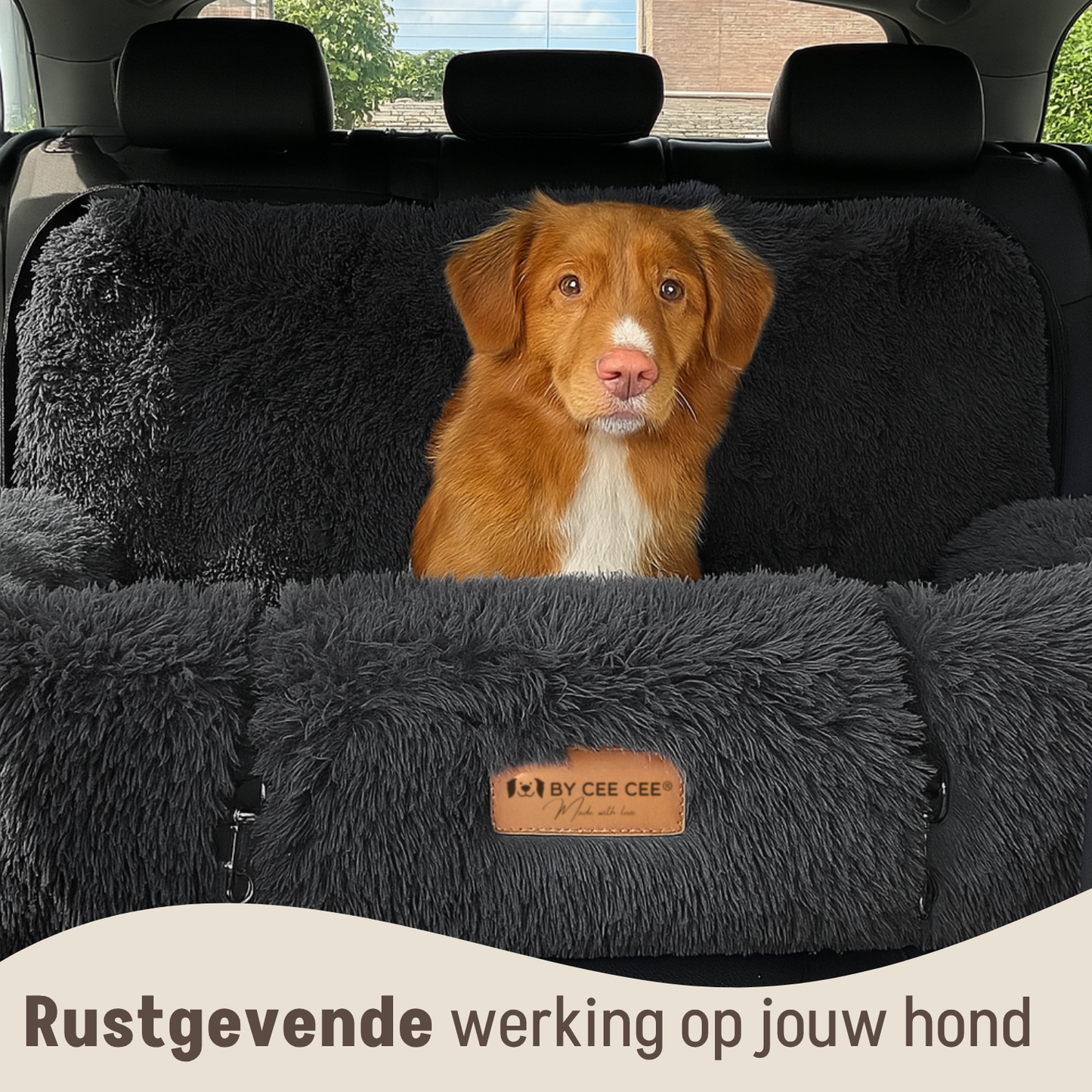 Autostoel Fluffy - De Ideale Hondenstoel Voor Onderweg - Zwart - MAAT L