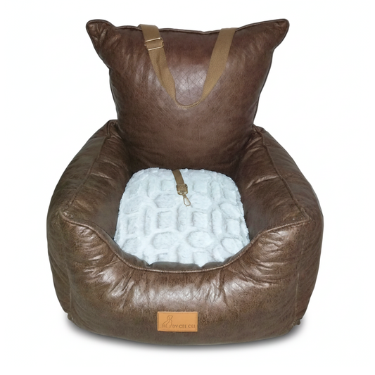 Luxe Autostoel Bruin Met Ruit Motief - Sample