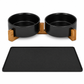 Ceramic food bowls with bamboo stand