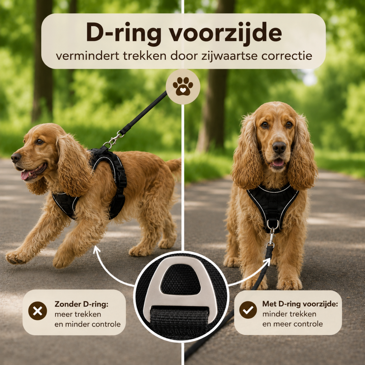 Reflecterend Anti Trek Hondentuigje Zwart