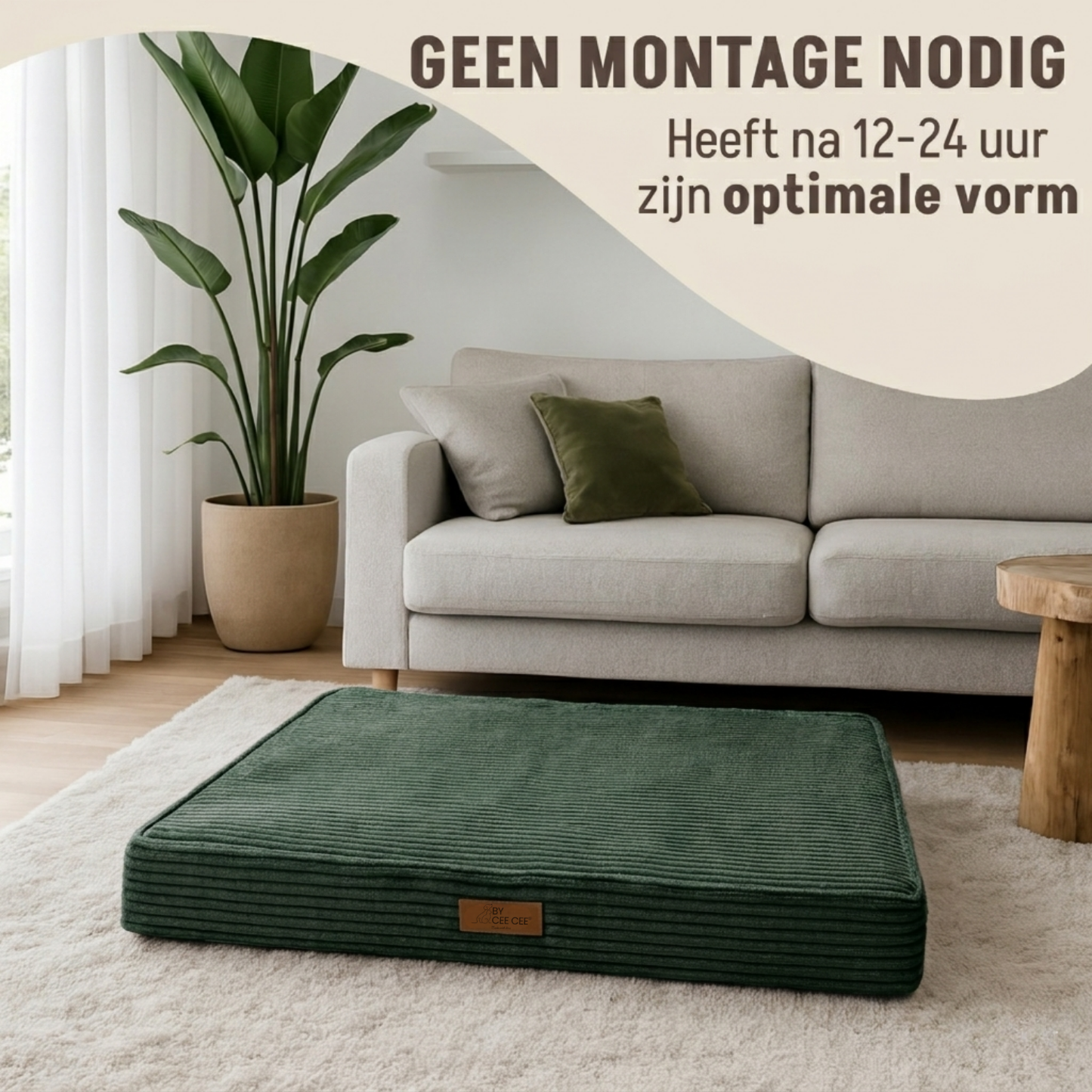 By Cee Cee Origineel Orthopedisch Hondenkussen Ribstof 100x70cm