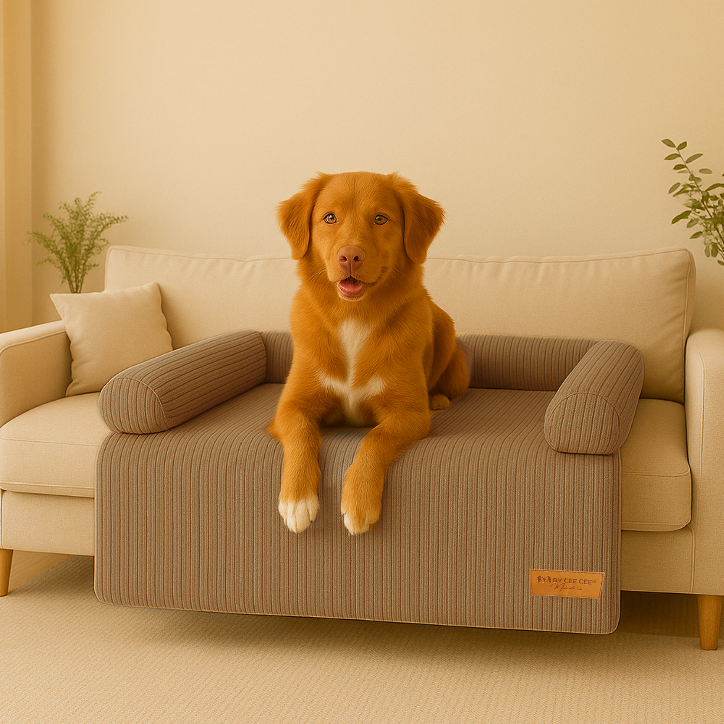 By Cee Cee Hundedecke, Sofa, gerippter Stoff, Braun, Größe L 
