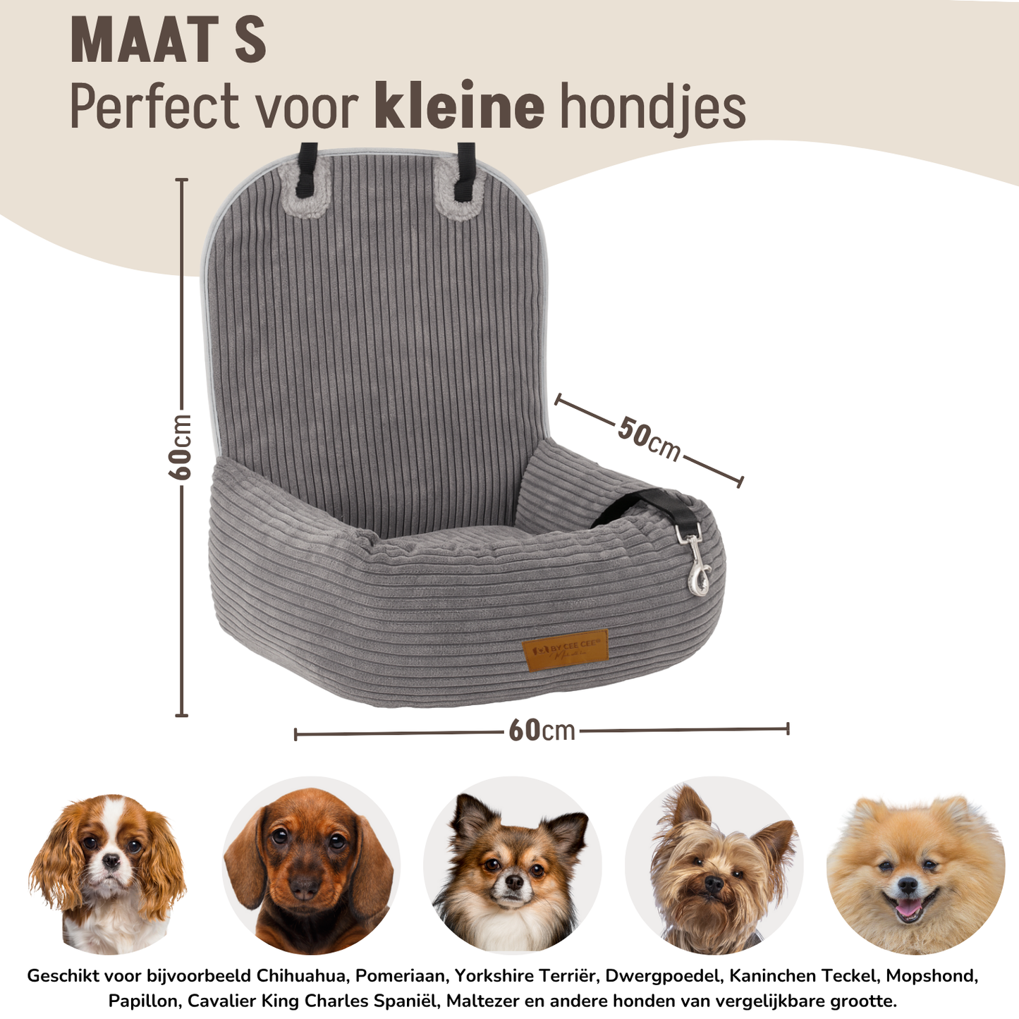 Autostoel Ribstof Grijs - MAAT S