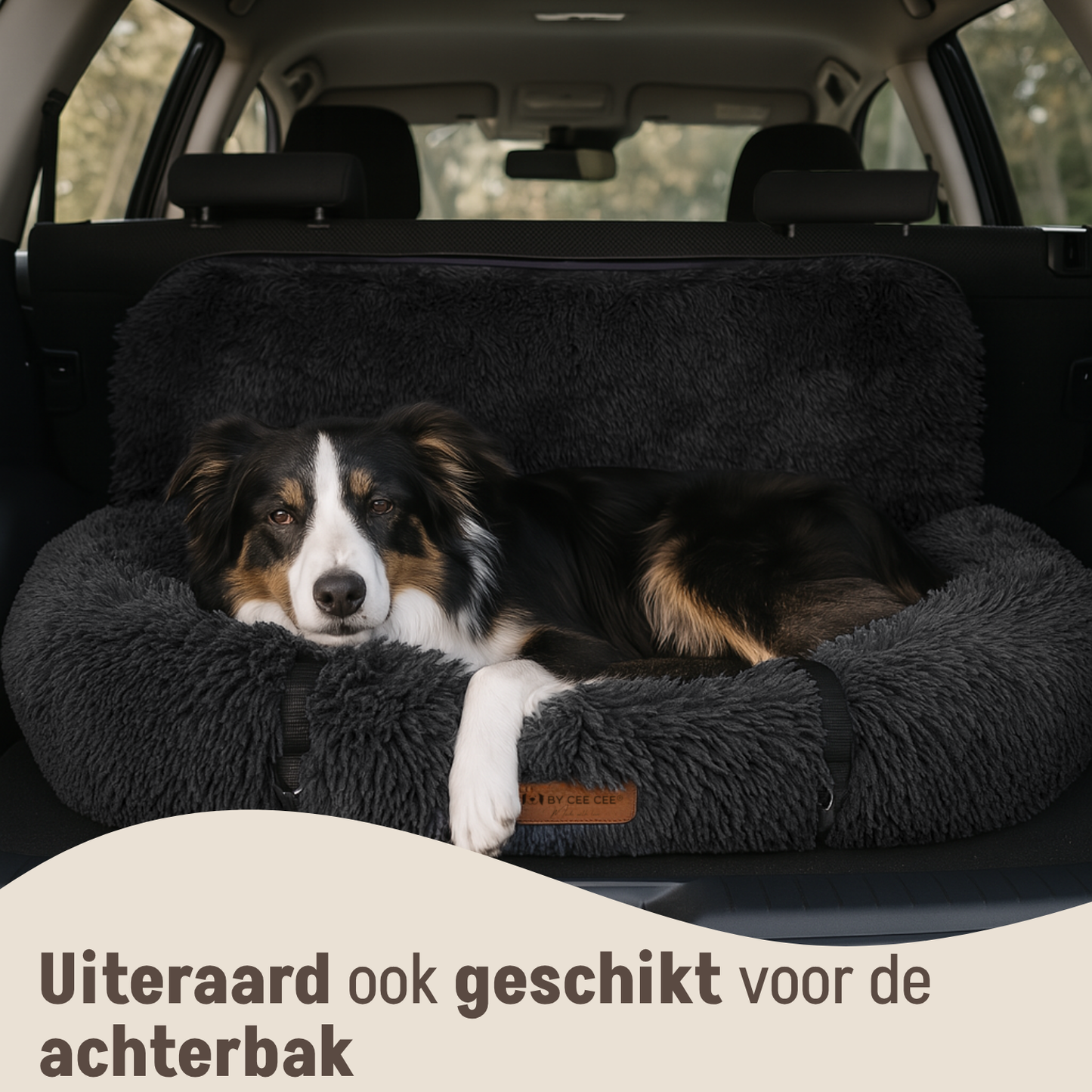 Autostoel Fluffy - De Ideale Hondenstoel Voor Onderweg - Zwart - MAAT L