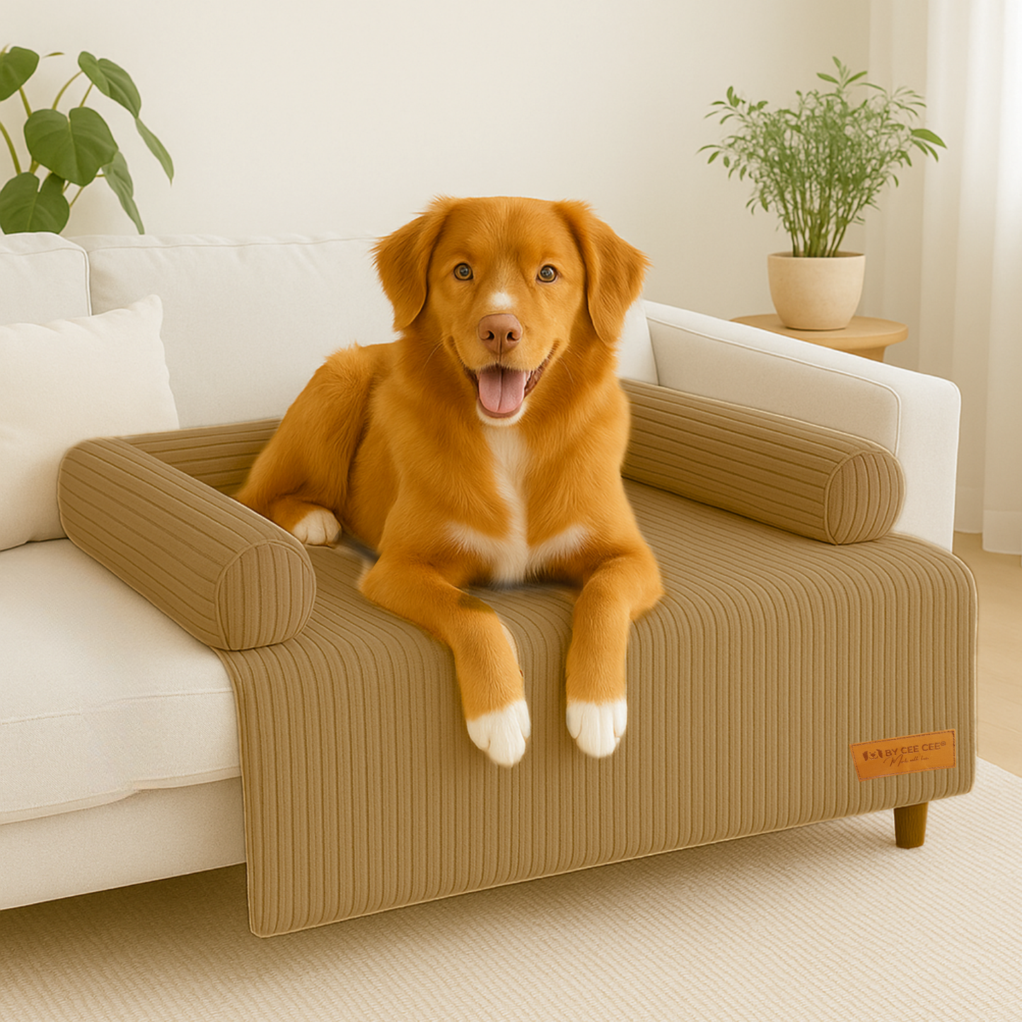 By Cee Cee Hundedecke, Sofa, gerippter Stoff, Braun, Größe L 