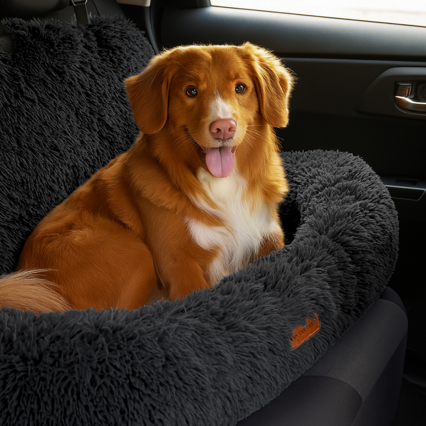 Autostoel Fluffy - De Ideale Hondenstoel Voor Onderweg - Zwart - MAAT L