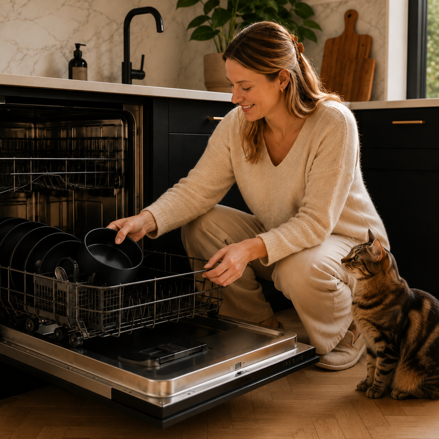 Ceramic food bowls with bamboo stand