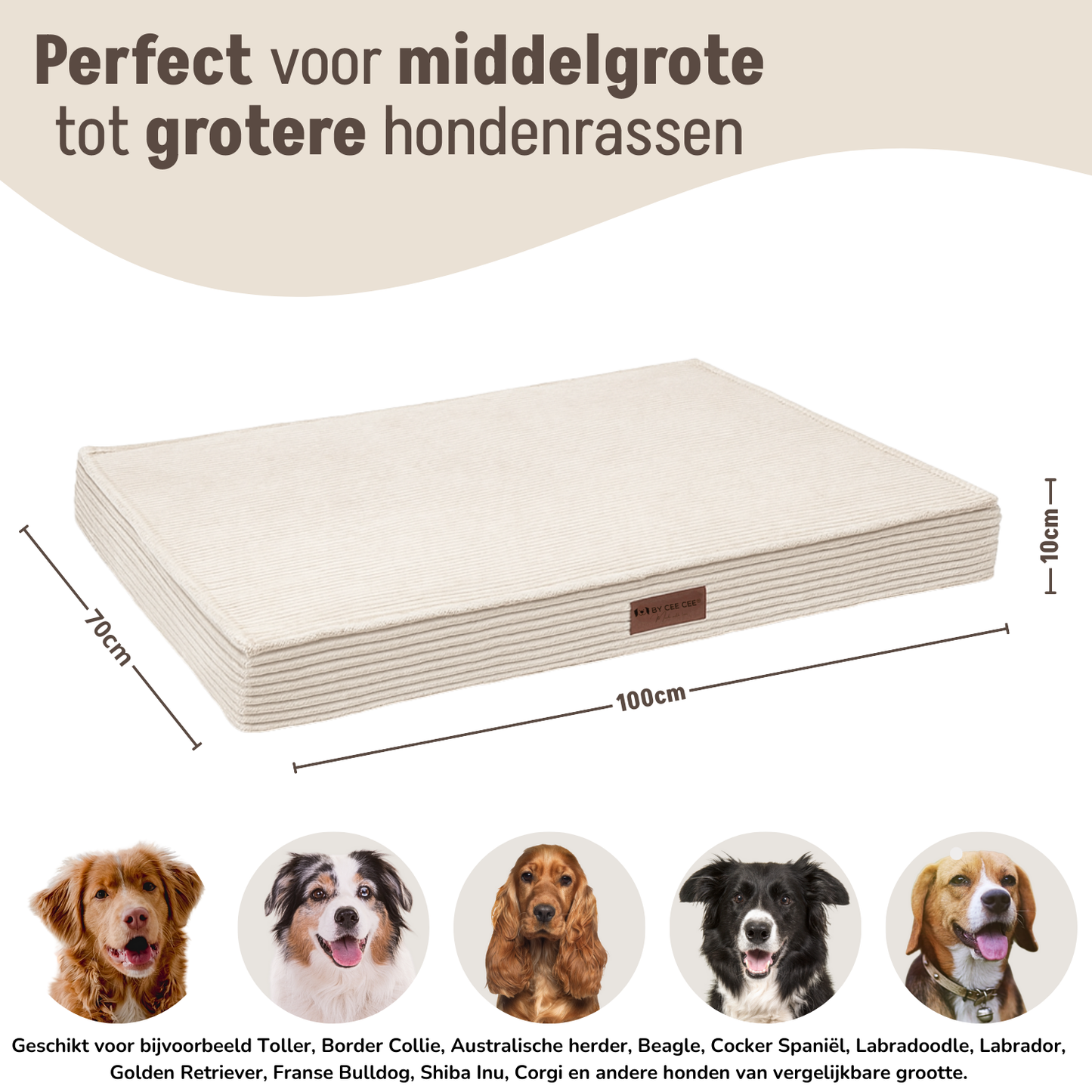 By Cee Cee Original Orthopedic Dog Cushion Ribbed Fabric 100x70cm