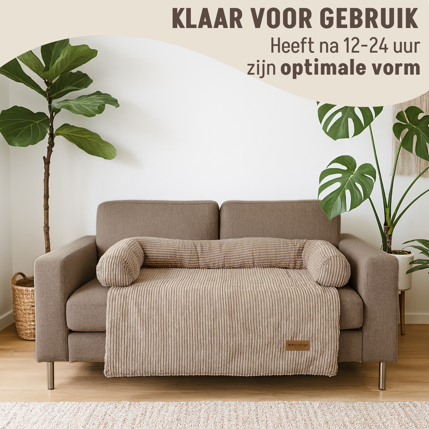 By Cee Cee Hundedecke, Sofa, gerippter Stoff, Braun, Größe L 