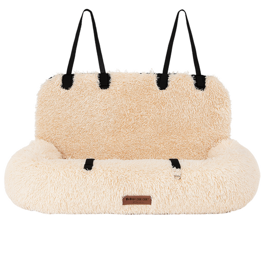 Autostoel Fluffy - De Ideale Hondenstoel Voor Onderweg - Beige - MAAT L