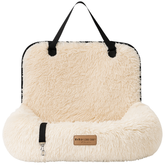 Autostoel Fluffy - De Ideale Hondenstoel Voor Onderweg - Beige - MAAT S
