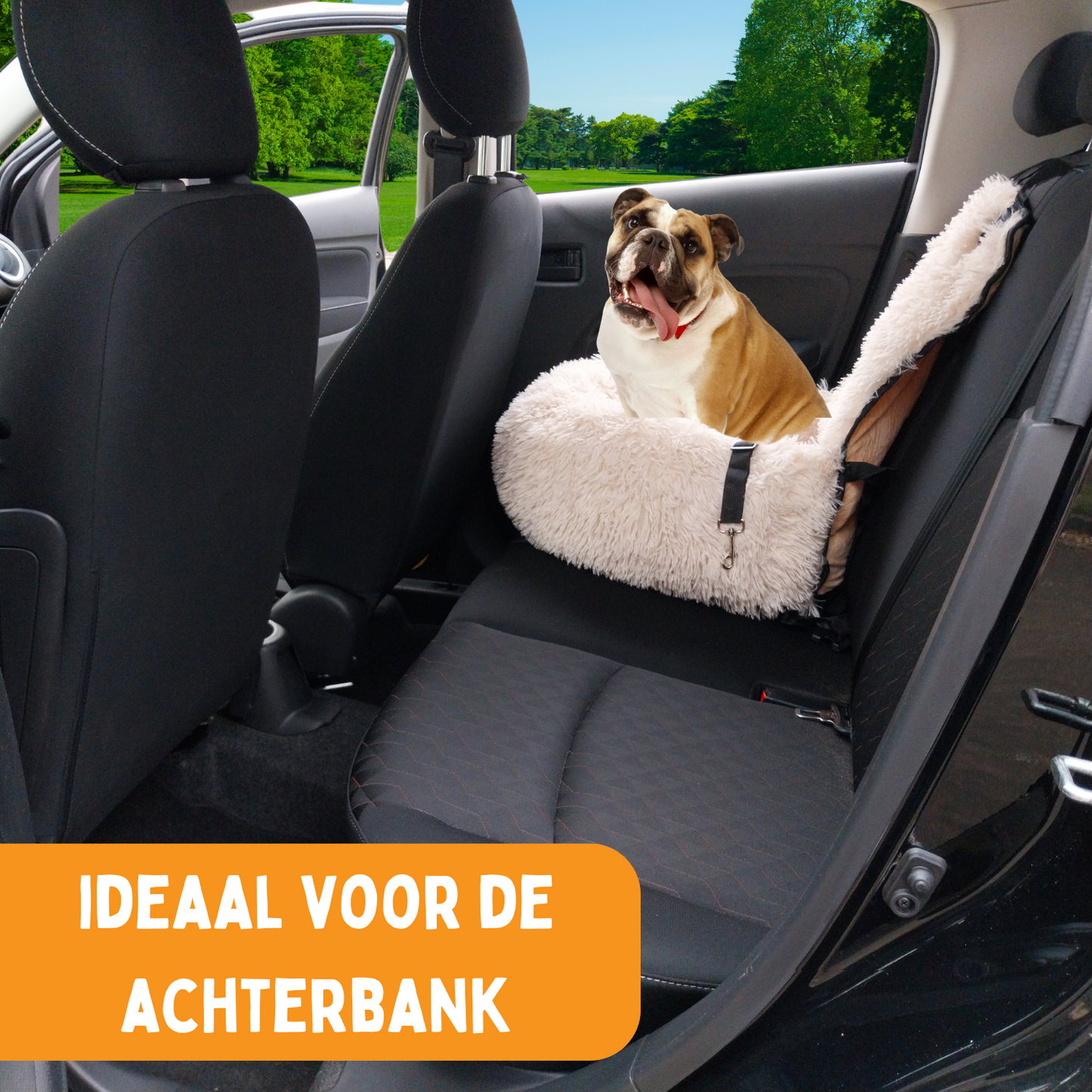 Von Cee Cee – Hundeautositz Deluxe Rücksitz – Hundekorb Auto mit Sicherheitsgurt – Hundeautokorb – Hundesitz – großer Hund