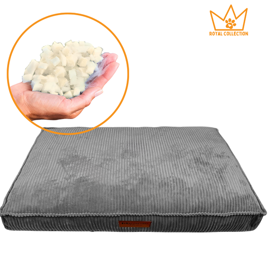 By Cee Cee Origineel Orthopedisch Hondenkussen Rib Donkergrijs - Royal Collection 100x70 - Memory Foam Flakes